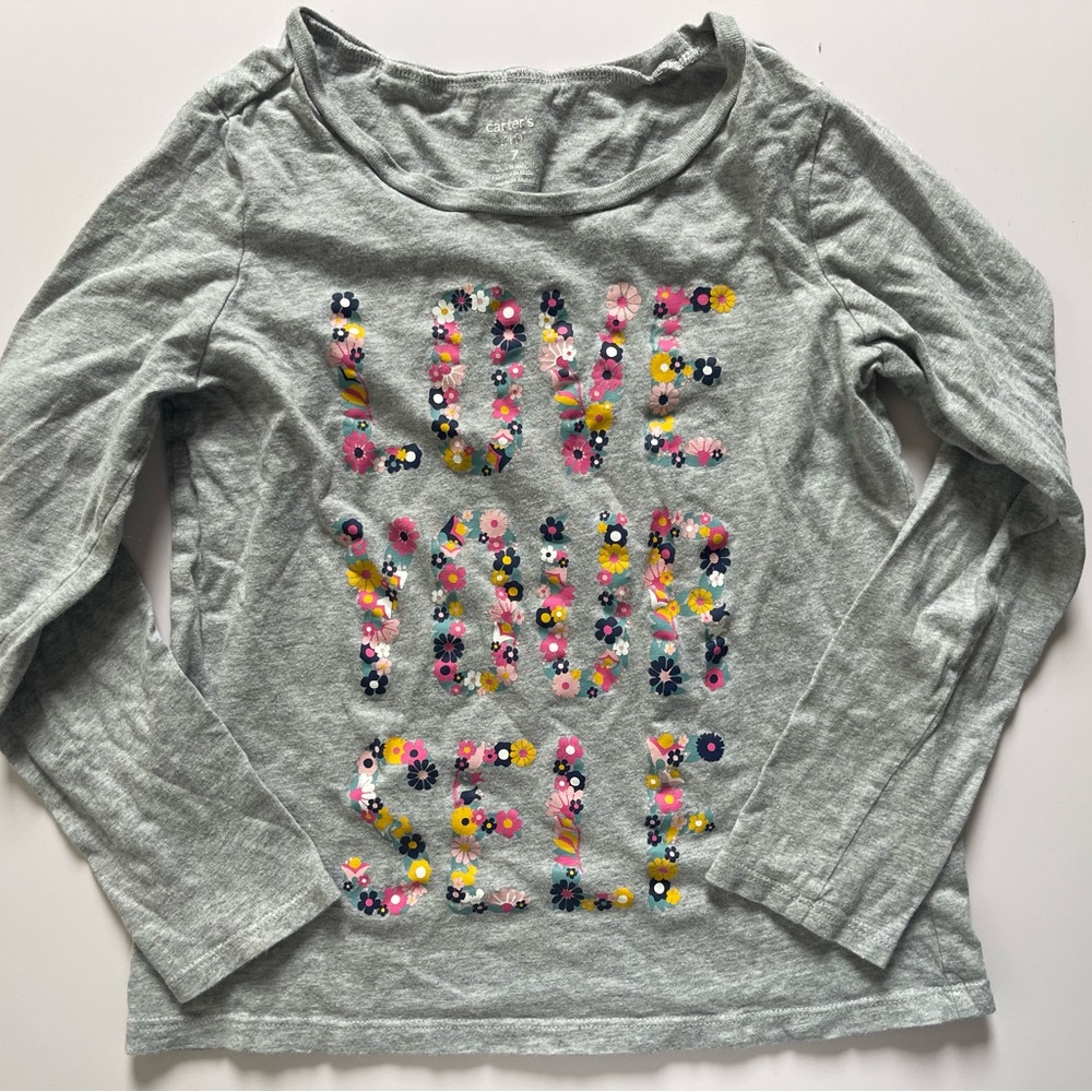 Carter's Gray and Pink Long Sleeve Tee with Graphic Print